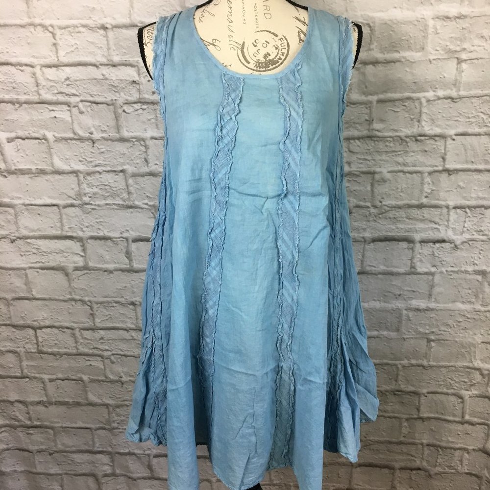 Blue Cotton Flowy Tunic OS